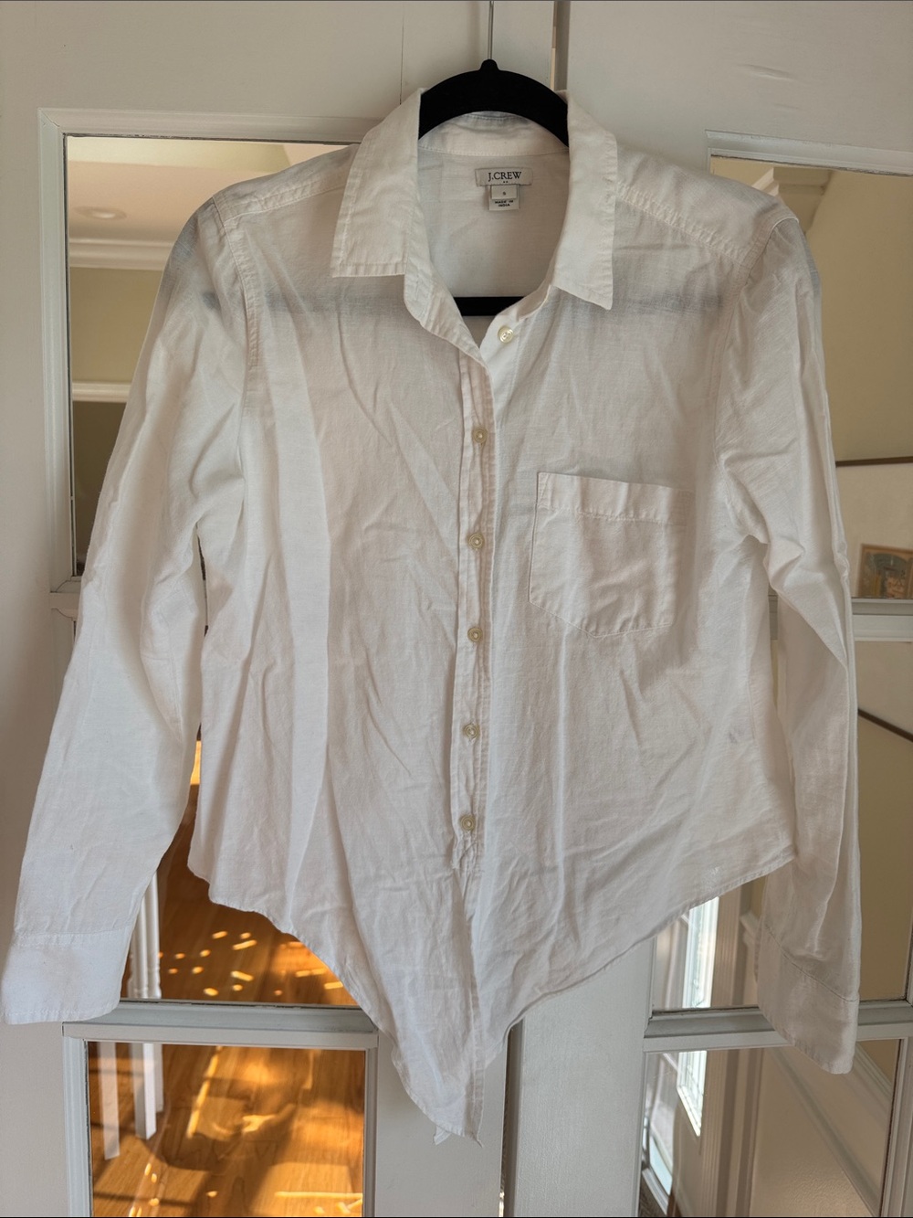 J. Crew White Long-Sleeve Casual Button-Down Shirt